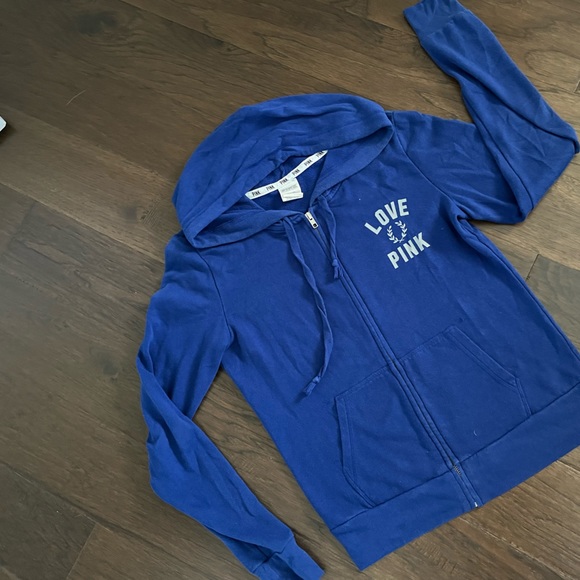 PINK (Victoria’s Secret) blue zip up sweater - Picture 2 of 3